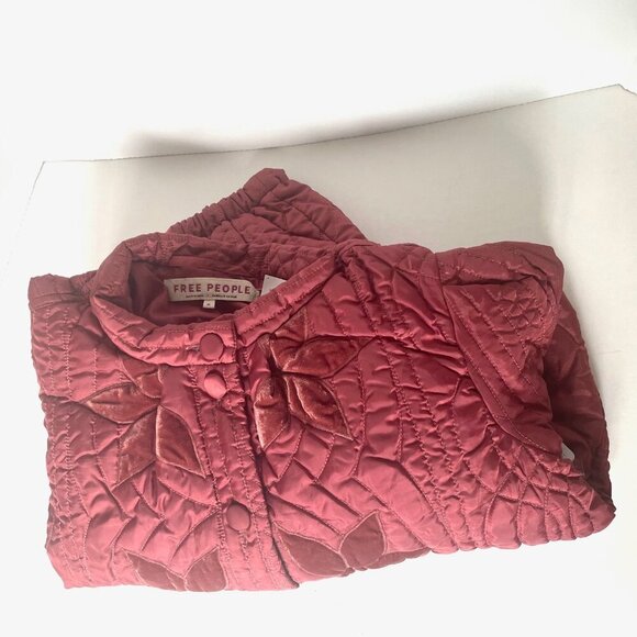 Free People Quinn Quilted Star Appliqué Jacket Cropped Boxy Oversized Rust Marsa - Picture 8 of 15